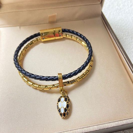 Trendy Snakehead Genuine Leather Braided Bracelet