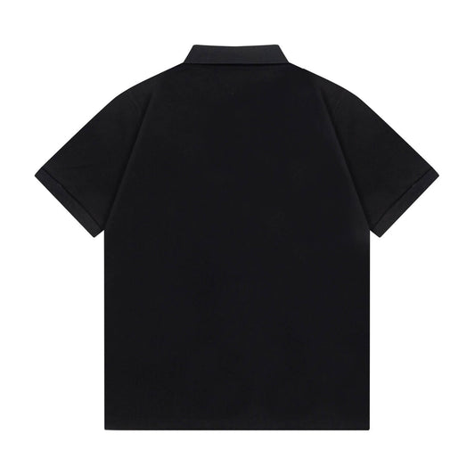 Letter Print with Contrast Collar Polo Shirt