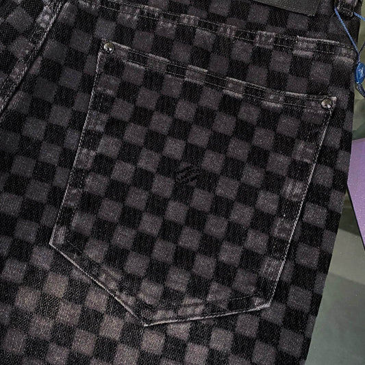 Checkerboard Denim Jeans