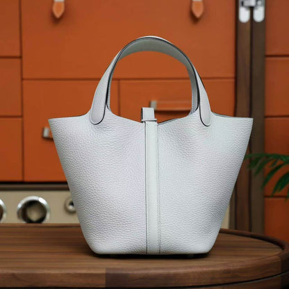 Minimalist Leather Basket Handbag