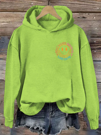 Boat Waves Sun Rays Lake Days Hoodie