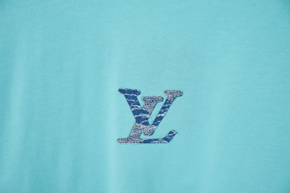 2025 New Denim Patch Rhinestone Letter T-shirt