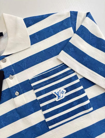 Blue Striped Polo Shirt