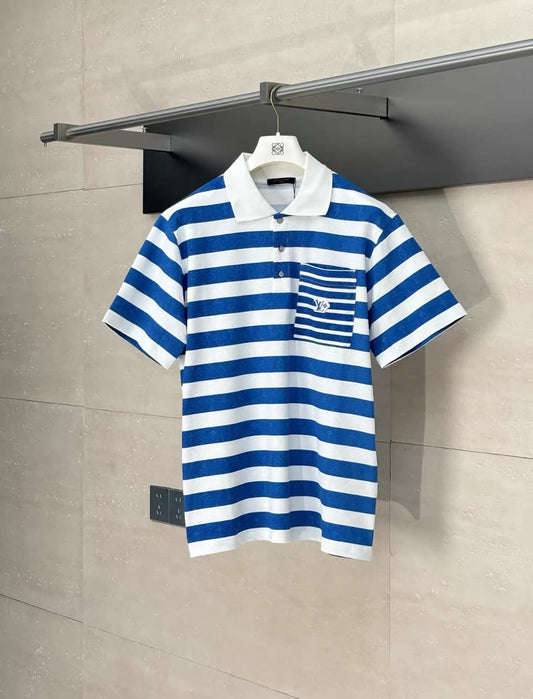 Blue Striped Polo Shirt
