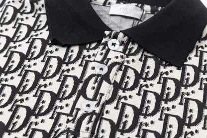 All-Over Jacquard Letter Polo Shirt