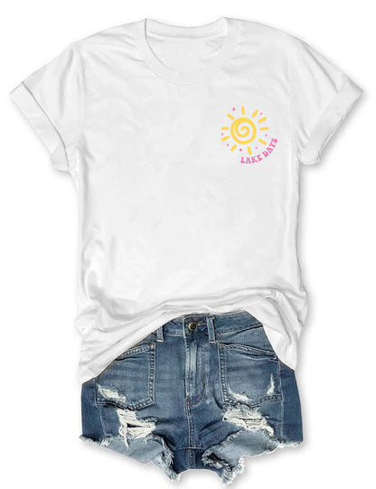 Boat Waves Sun Rays Lake Days T-shirt