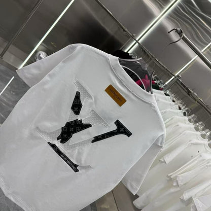 2025 Denim Patch Colorblock Embroidered T-Shirt