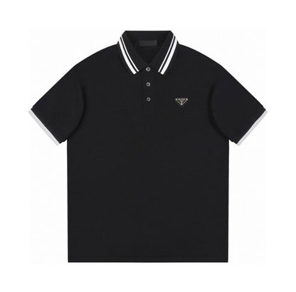 Letter Embroidery Collar Polo Shirt