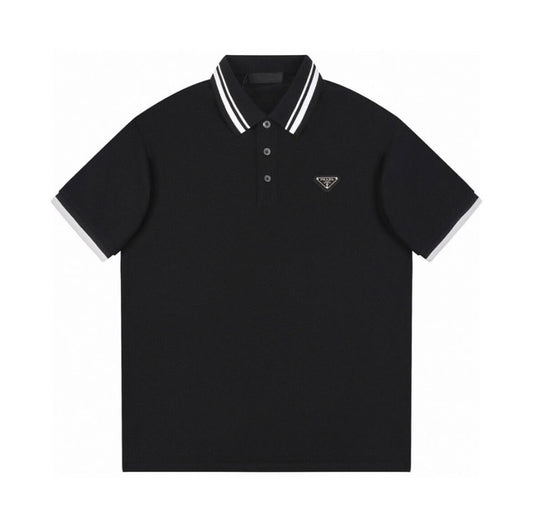 Letter Embroidery Collar Polo Shirt