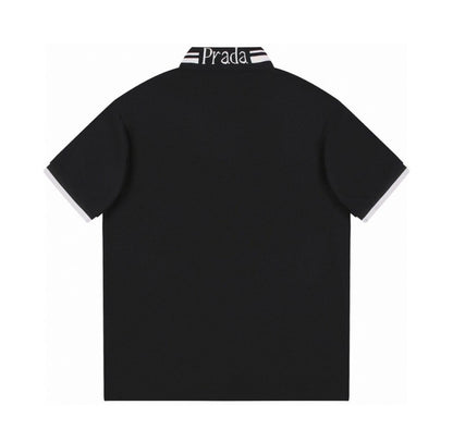Letter Embroidery Collar Polo Shirt