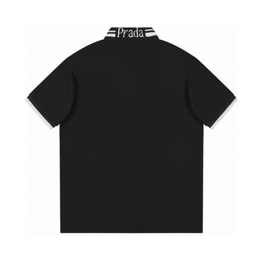 Letter Embroidery Collar Polo Shirt