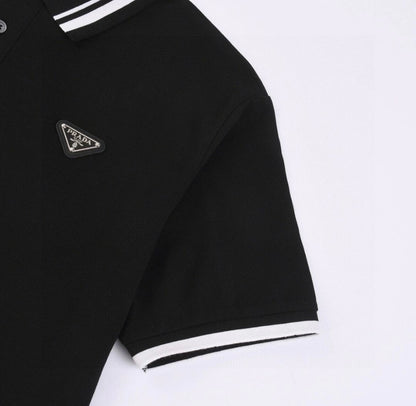 Letter Embroidery Collar Polo Shirt