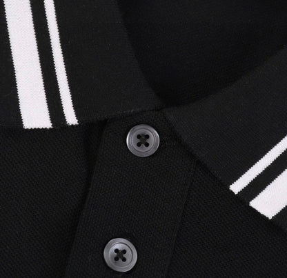 Letter Embroidery Collar Polo Shirt