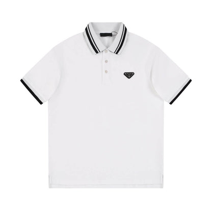 Letter Embroidery Collar Polo Shirt