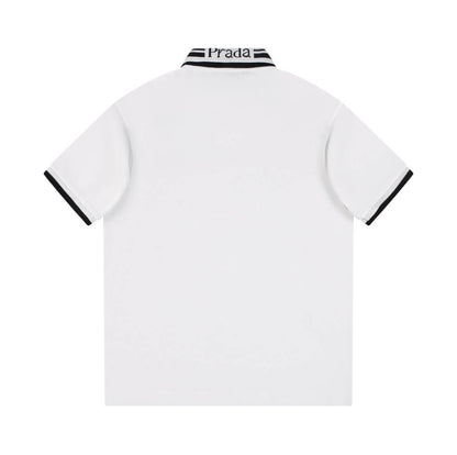 Letter Embroidery Collar Polo Shirt