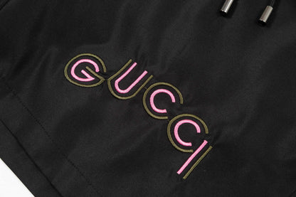 Pink Letter Embroidered Beach Shorts
