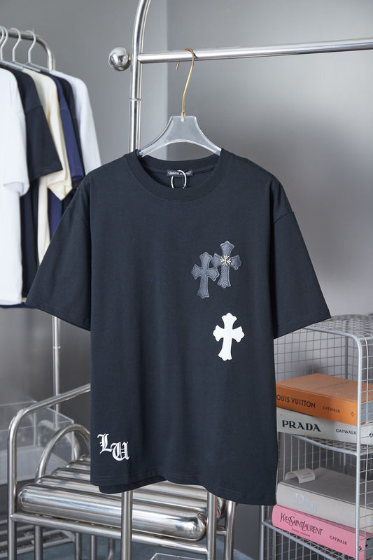 Leather Patch Print T Shirt