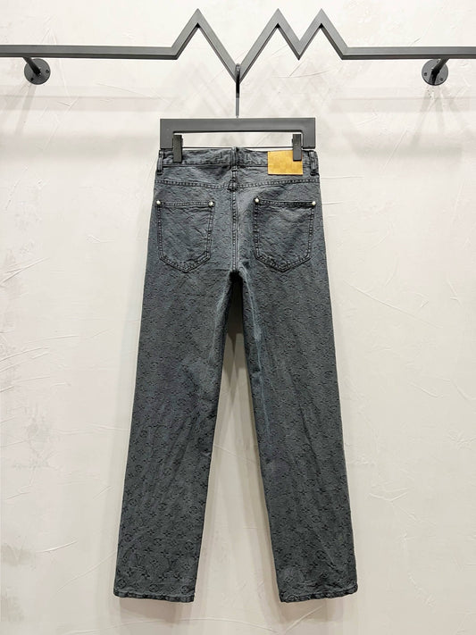 Jacquard Letter Denim Jeans