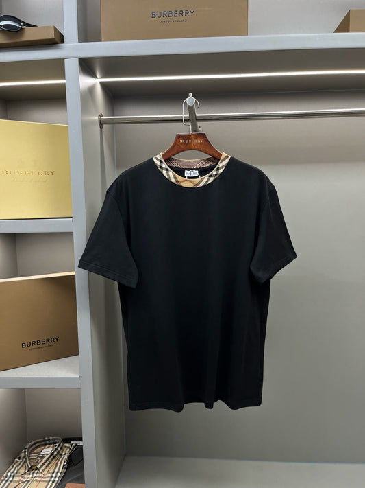Plaid Collar Crew Neck T-Shirt