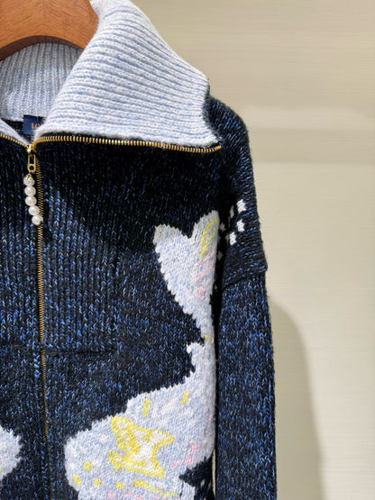 Koi Embroidered Zip-Up Jacket