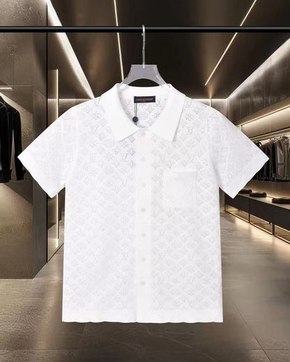 Hollow-out jacquard short-sleeve T-shirt