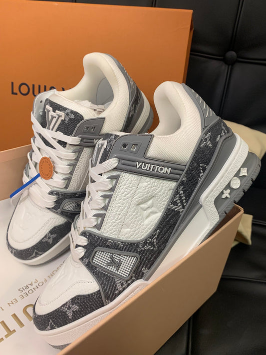 Grey All-Over Print Sneakers