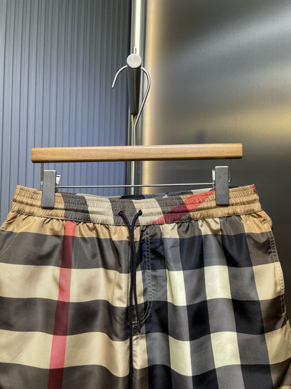 Plaid Drawstring Swim Shorts
