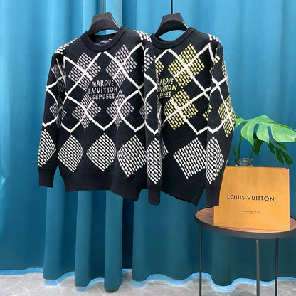 Plaid Design Knit Sweater
