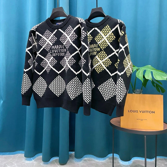 Plaid Design Knit Sweater
