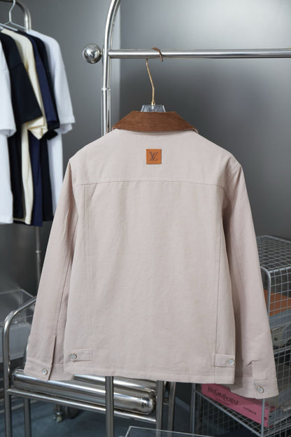 Pocket Cutout Embroidered Canvas Jacket