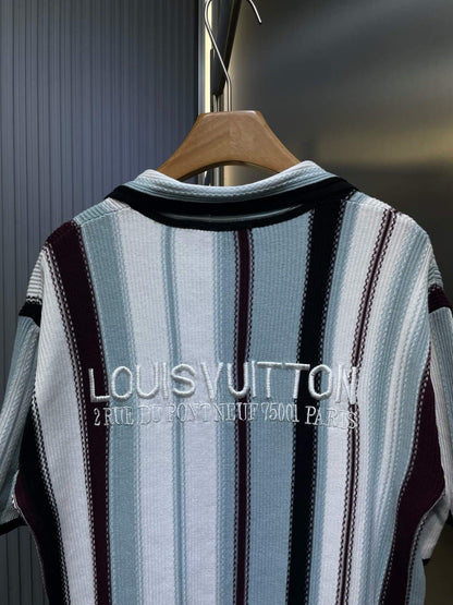 Striped Crochet Short-Sleeve T-Shirt