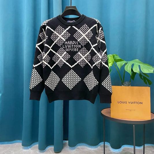 Plaid Design Knit Sweater