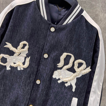 Street Fashion Double Dog Pearl Jacket
