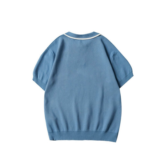 Blue Wool Polo Shirt