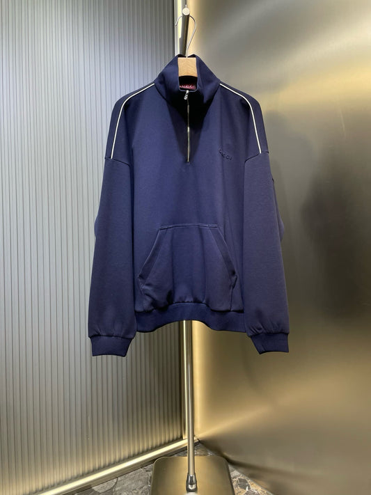 Classic Minimalist Embroidered Half-Zip Sweatshirt & Pants Set