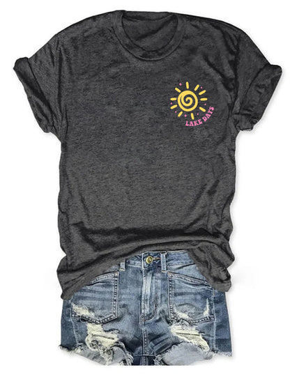 Boat Waves Sun Rays Lake Days T-shirt