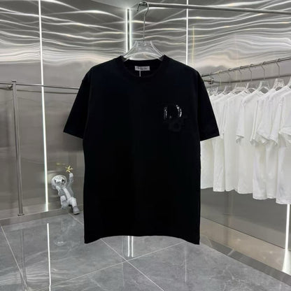 2025 New Denim Patch Letter Embroidered T-Shirt