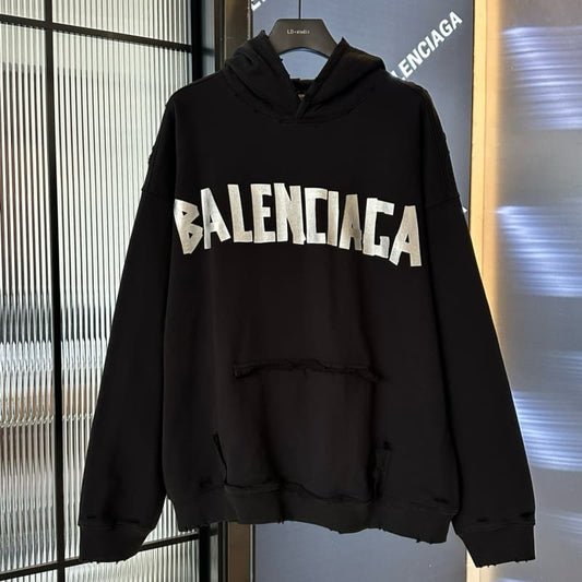 Distressed Street Style Hoodie with Ripped Design