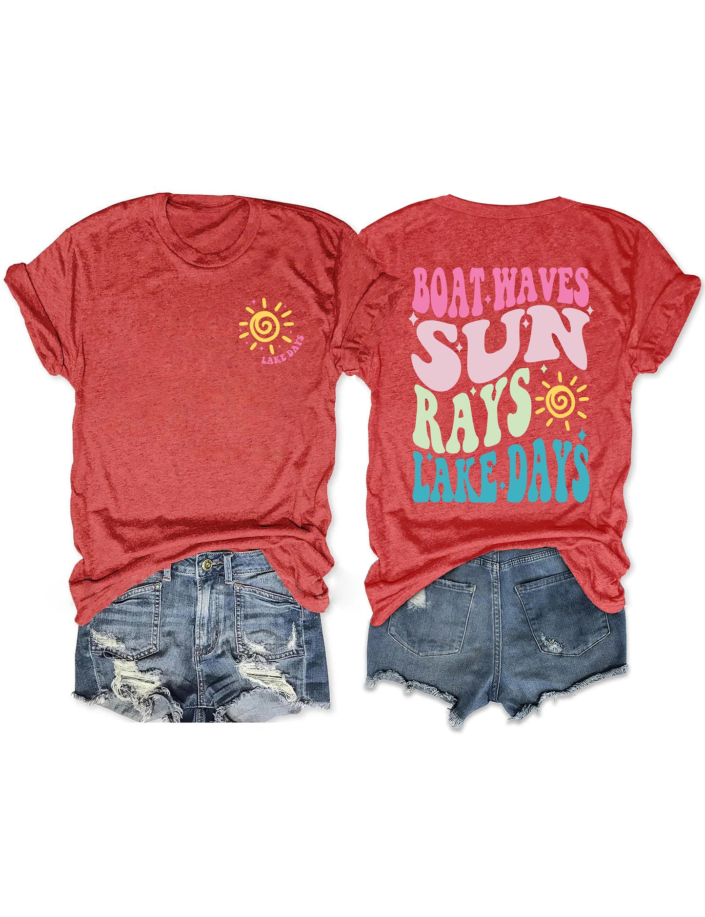 Boat Waves Sun Rays Lake Days T-shirt