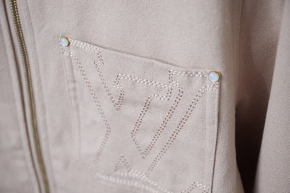 Pocket Cutout Embroidered Canvas Jacket