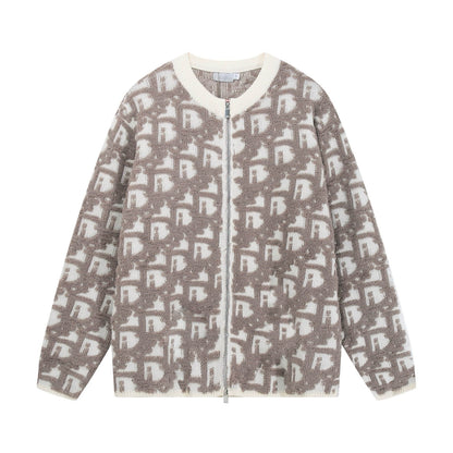 3D Jacquard Zippe Sweater