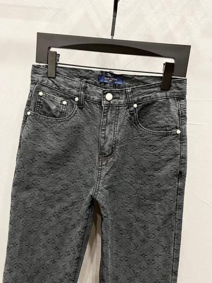 Jacquard Letter Denim Jeans