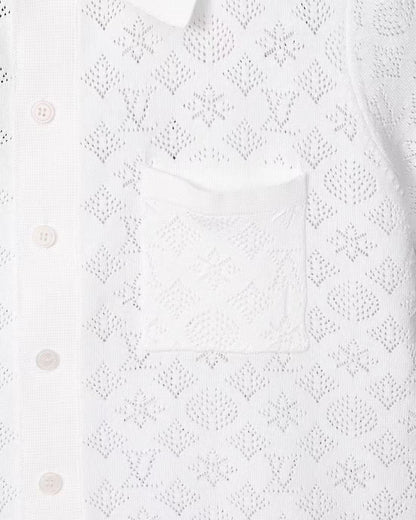 Hollow-out jacquard short-sleeve T-shirt