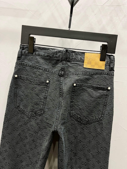 Jacquard Letter Denim Jeans