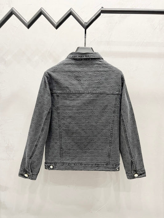Jacquard Woven Letter Jean Jacket