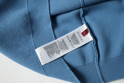 Blue Wool Polo Shirt