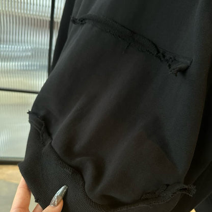 Distressed Street Style Hoodie with Ripped Design