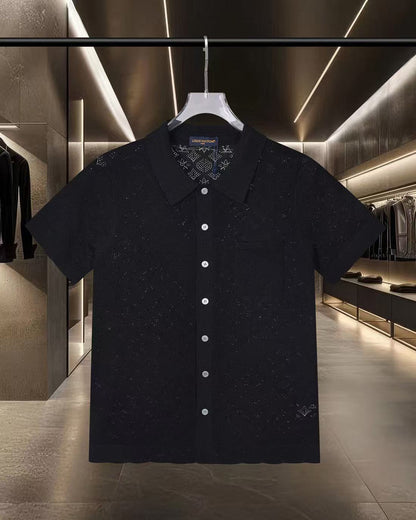 Hollow-out jacquard short-sleeve T-shirt