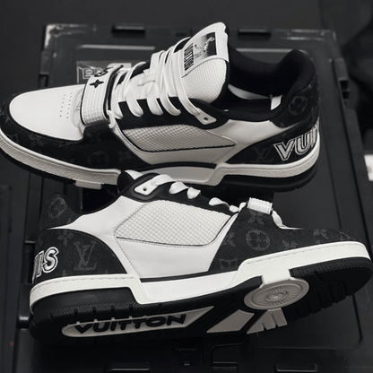 Leather classic print sneakers