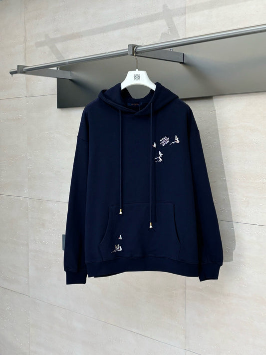 Sailboat Embroidery Hoodie